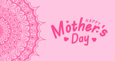 Happy Mother's day typography with mandala background template. use to background, banner, placard, card, and poster design template with text inscription and standard color.