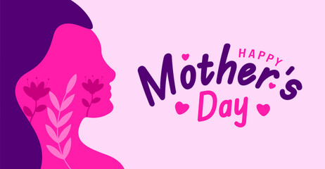 Happy Mother's day typography with women vector background template. use to background, banner, placard, card, and poster design template with text inscription and standard color.