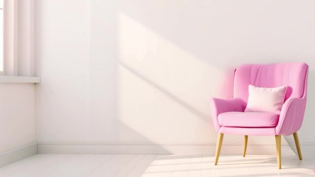 video pink armchair in white living room