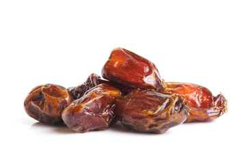 Pile of dates isolated on white background. Arabic food