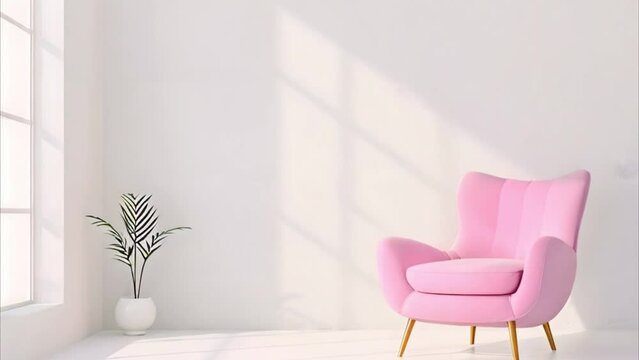 video pink armchair in white living room