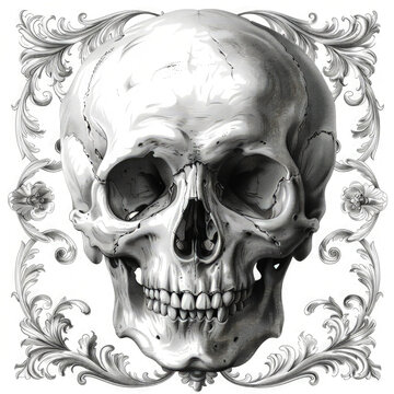 Realistic skull illustration. Painted in a surreal style. Digital art.