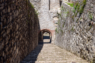 Stone steps lead through the secluded Strada del Soccorso, a passageway within the historical...