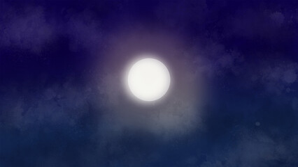 夜空に光る月のイラスト