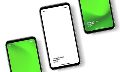 Fototapeta na wymiar Realistic smartphone mockup. Mobile phone vector with isolated on white background. Device front view. 3D mobile phone with shadow. Realistic, high quality smart phone mockup for ui ux presentation.