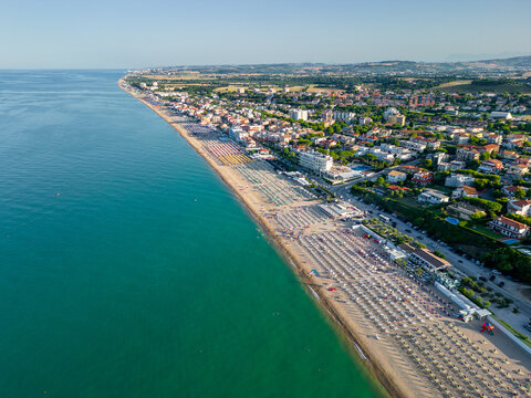 aerial view of Numana and Marcelli beach, Marche, Italy