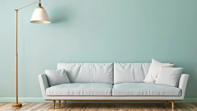video living room with gray sofa