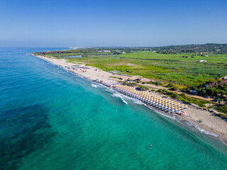 aerial view of Torre Mozza beach, Puglia, Italy