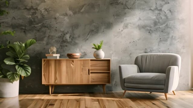 video living room with wooden wardrobe sofa