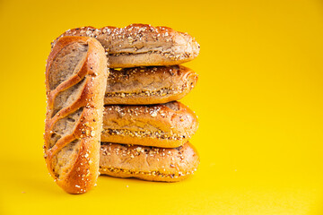 bun whole grain dough buns fresh baked goods Cooking appetizer meal food snack on the table copy...