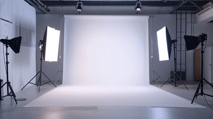 A clean white muslin backdrop with soft studio lighting for a professional headshot