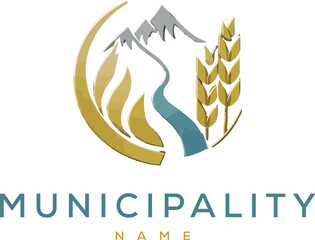 Wheat agriculture corporate branding for municipality logo. AI generative.