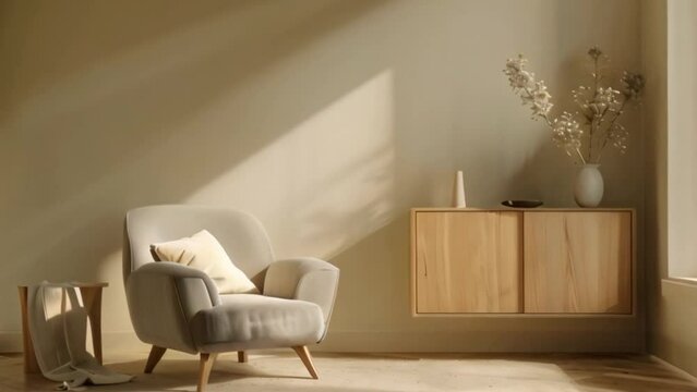 video living room with wooden wardrobe sofa