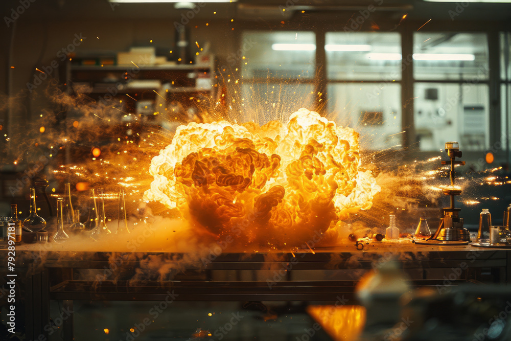 Leinwandbilder an image of a controlled explosion in a lab setting, where rapid oxidation results in a bright flash