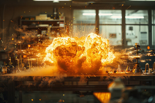 An image of a controlled explosion in a lab setting, where rapid oxidation results in a bright flash