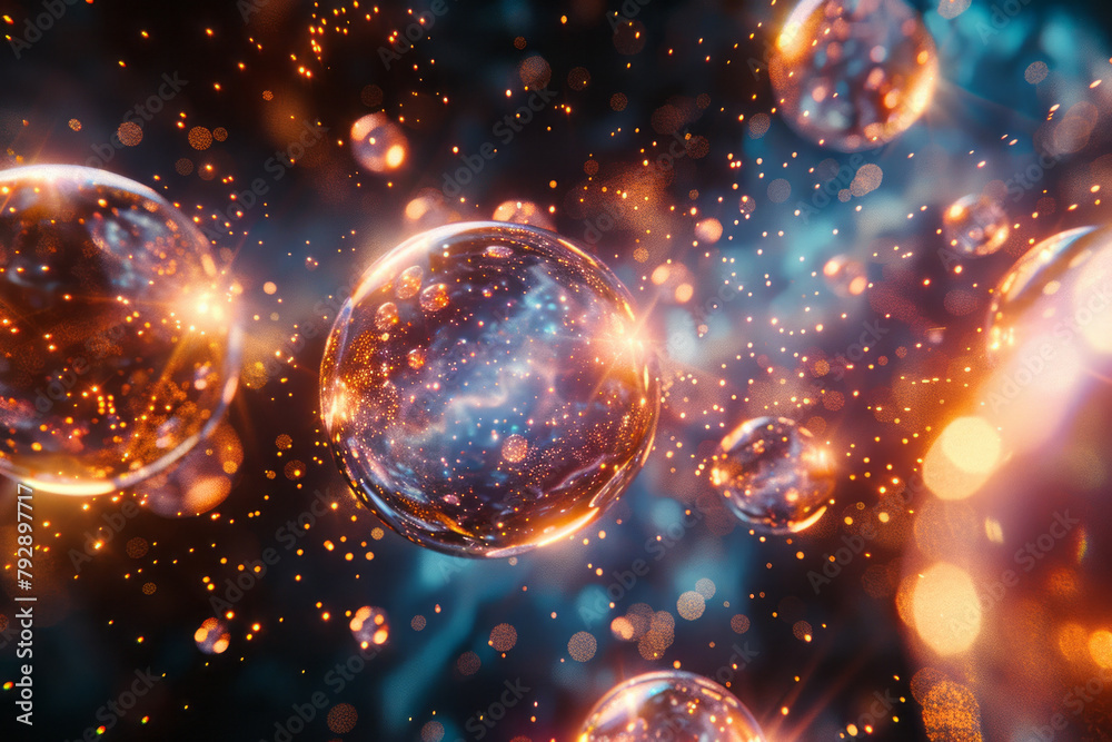 Aufkleber A scene depicting an artistic interpretation of neutron emission, with neutron particles visualized