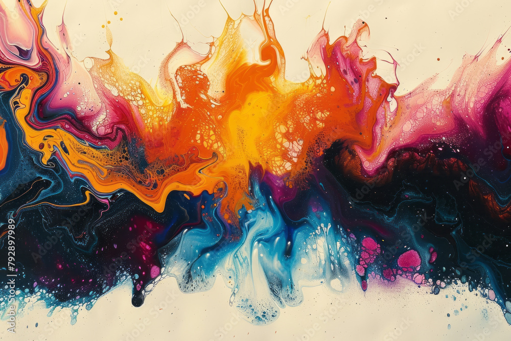 Aufkleber a photograph of a painting that uses vibrant colors and explosive patterns to depict the energy rele