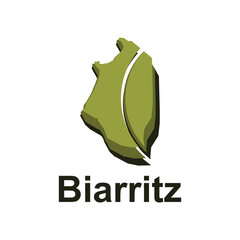 Map of Biarritz design illustration, vector symbol, sign, outline, World Map International vector template on white background