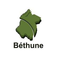 Bethune City of France map vector illustration, vector template with outline graphic sketch design