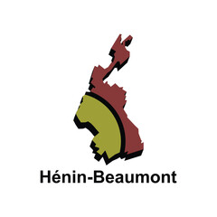 Map of Henin Beaumont design illustration, vector symbol, sign, outline, World Map International vector template on white background