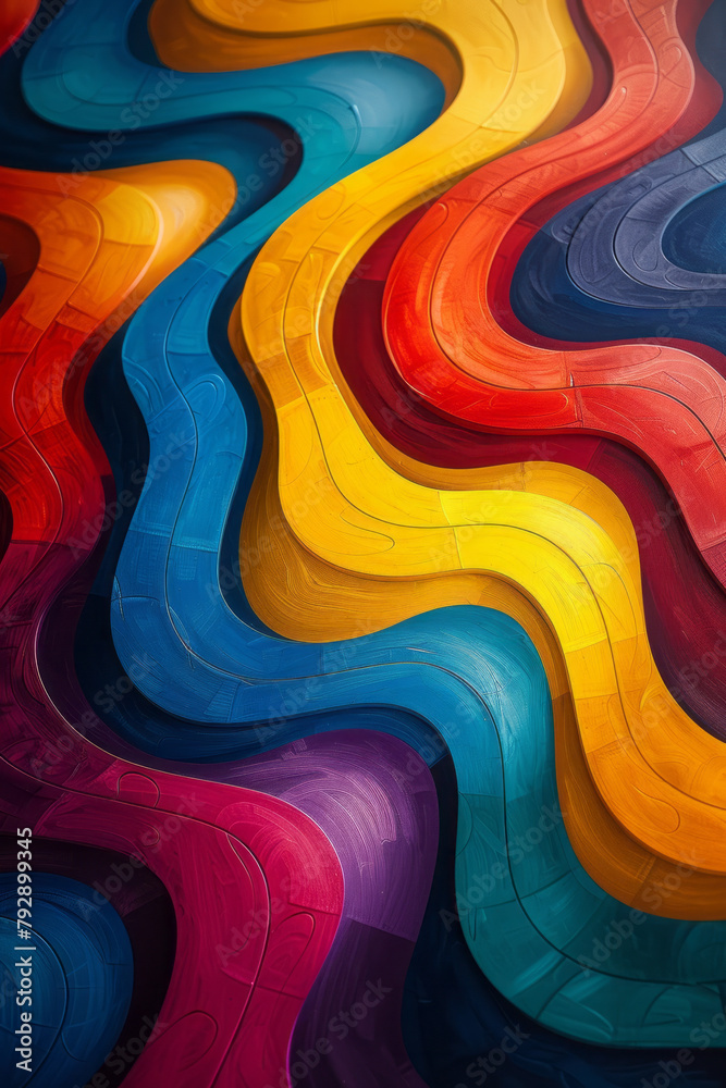 Poster An image of a smartphone case design featuring a maze of interwoven colorful lines and shapes, creat