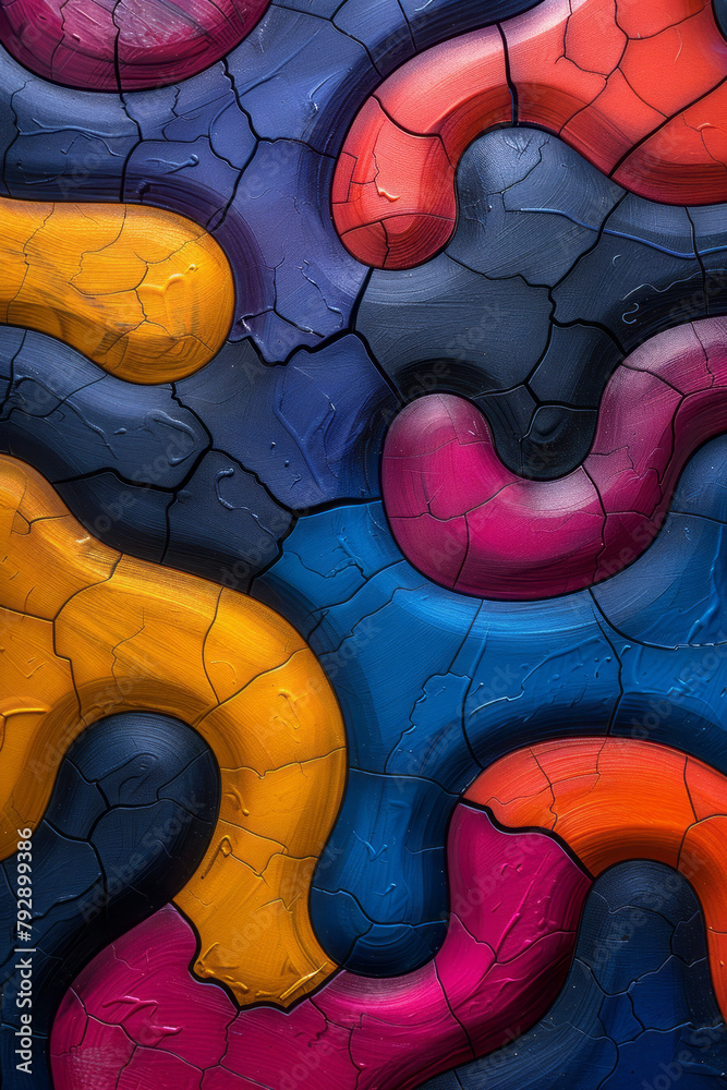 Poster An image of a smartphone case design featuring a maze of interwoven colorful lines and shapes, creat