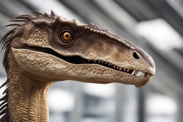 'white nosaur head deinonychus dinosaur prehistoric tyrannosaurus animal background teeth reptile...