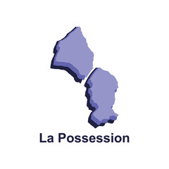 La Possession City of France map vector illustration, vector template with outline graphic sketch design