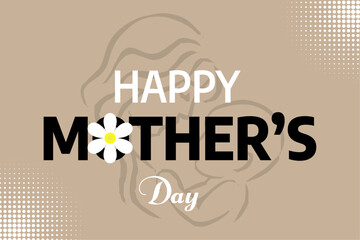 happy Mother's Day card design vector illustration, happy Mother's Day greeting card design, happy Mother's Day vector illustration, black and white text on light brown background, mother's day 2024,