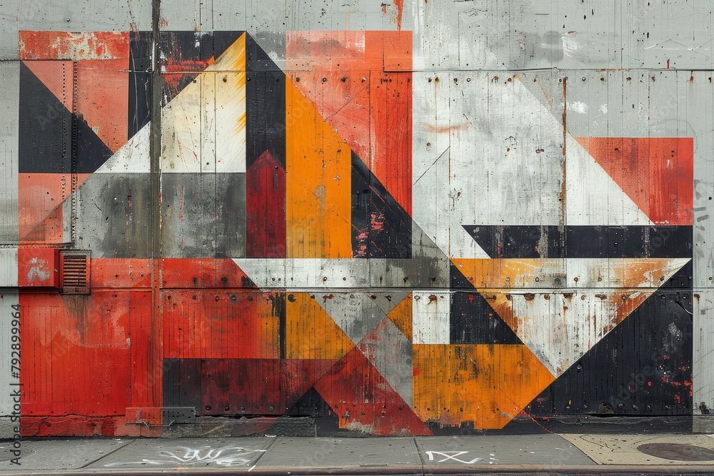 Poster an image of a collage featuring cut-out photographs of urban architecture arranged to form a giant,