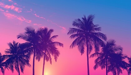 "Sunset Palms: Retrofuturistic Tropical Vibes"