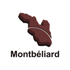 Montbeliard City of France map vector illustration, vector template with outline graphic sketch design