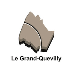 Map of Le Grand Quevilly design illustration, vector symbol, sign, outline, World Map International vector template on white background