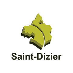 Map of Saint Dizier design illustration, vector symbol, sign, outline, World Map International vector template on white background
