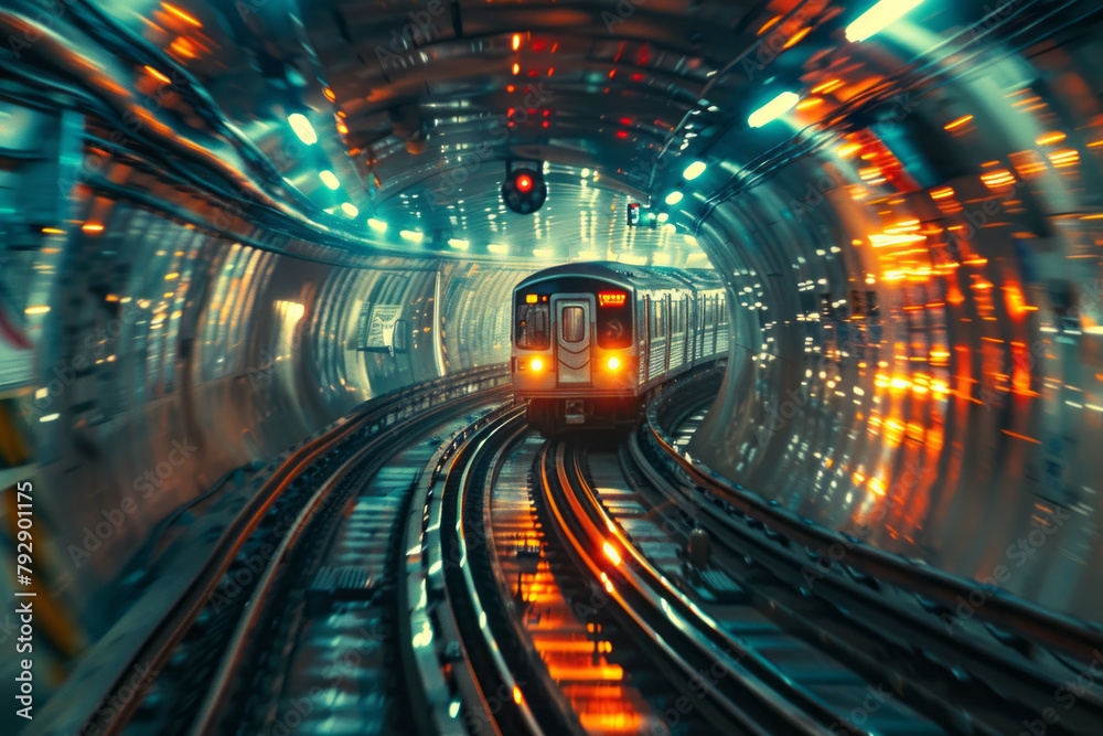 Aufkleber a train that travels on a circular track, looping over itself in a continuous, hypnotic spiral.