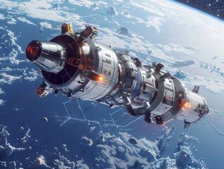 Naklejka premium Nanotechnology Space Explorer NanoChip-Enhanced Imaging: Unveiling the Future of High-Resolution Visuals