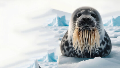 There is a seal sitting on the ground with its eyes closed generative ai