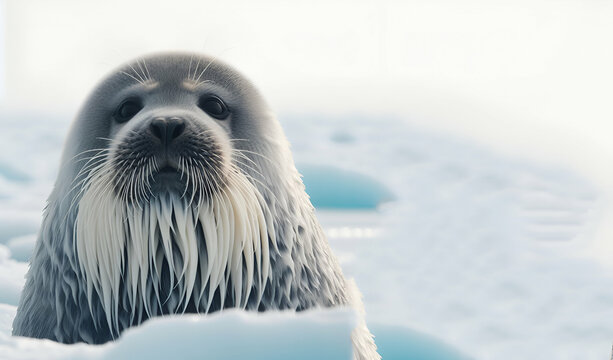 There is a seal sitting on the ground with its eyes closed generative ai