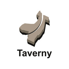 Map of Taverny design illustration, vector symbol, sign, outline, World Map International vector template on white background