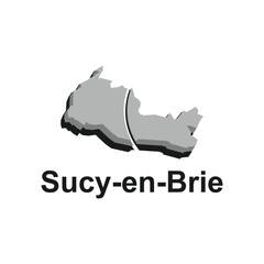 Map of Sucy en Brie design illustration, vector symbol, sign, outline, World Map International vector template on white background