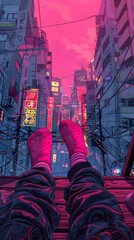 A Neon Pink Socks Tale A Forgotten Objects Whimsical Perspective - obrazy, fototapety, plakaty