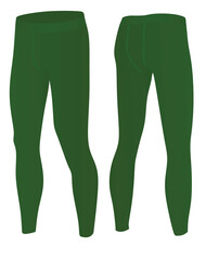 Man green elastic tight pants. vector 