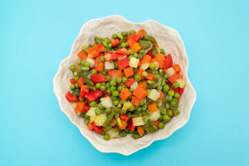 Mixed vegetables in white beautiful bowl