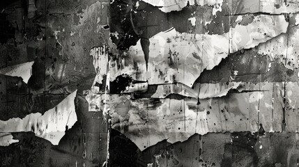 Paper with numerous rips and tears. Tattered and weathered document texture - obrazy, fototapety, plakaty