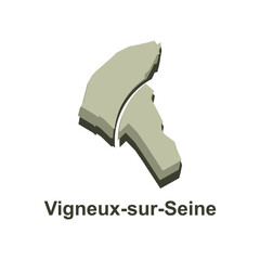 Vigneux sur Seine City of France map vector illustration, vector template with outline graphic sketch design