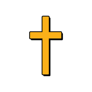 recommend clip art: christian retro sticker. Cross vector illustration