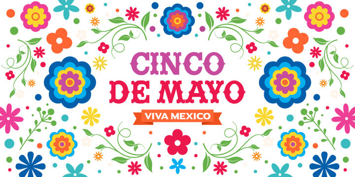 Cinco de Mayo banner background printable with 
Cinco de Mayo text, vector, logo, frame, pattern, 
template for fiesta, party, poster, flyer, card, May 5, 
federal holiday in Mexico, isolated on white