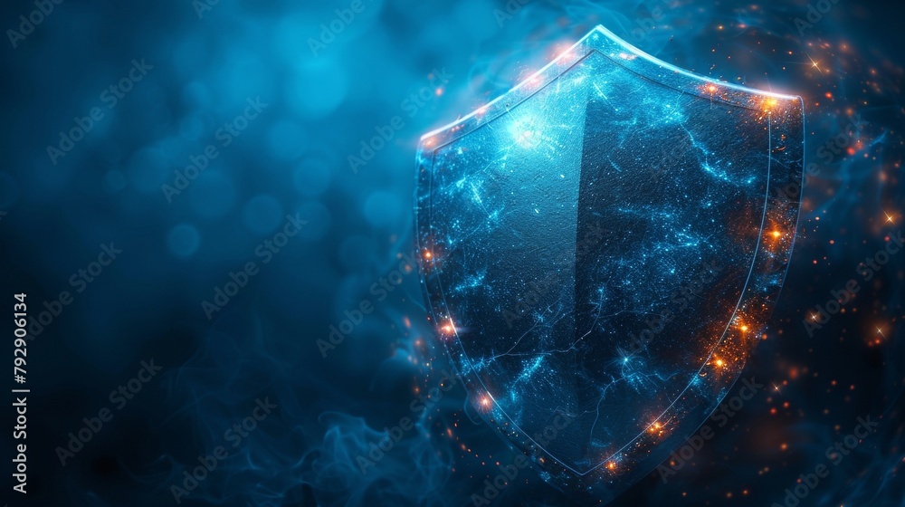 Poster illustration of force shield bubbles and virus protection over blue background. protection and immun