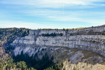 Creux du Van, Val-de-Travers, Noiraigue, Felsenarena, Felsen, Wanderweg, Aussichtspunkt, Panorama,...