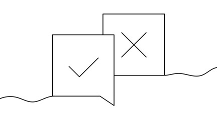 Tick cross drawing with one line